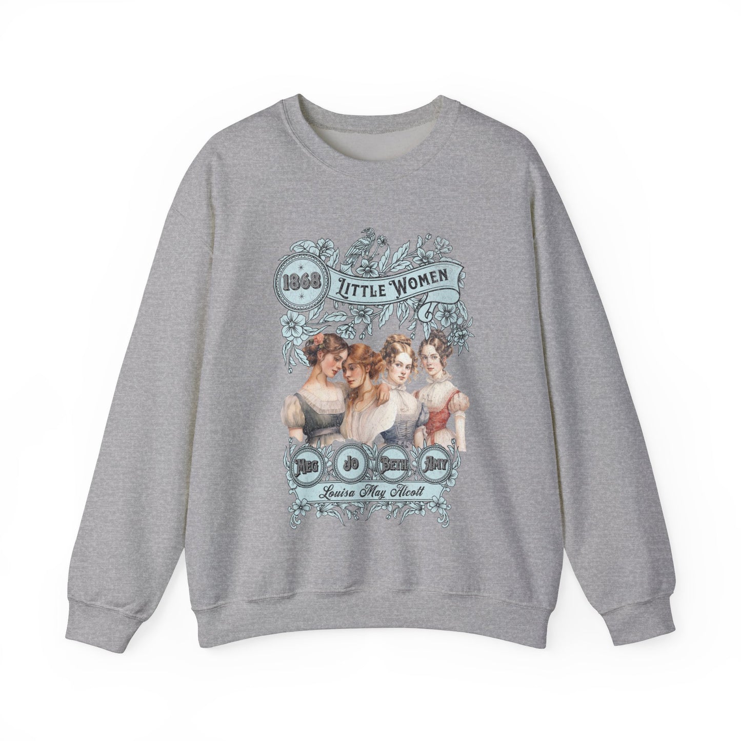 Little Women Sweatshirt, Louisa May Alcott Historical Romance Sweater, Bookish Literary Fan Art Gift, Gift for Her, Bookclub Crewneck Shirt Sweatshirt Printify S Sport Grey