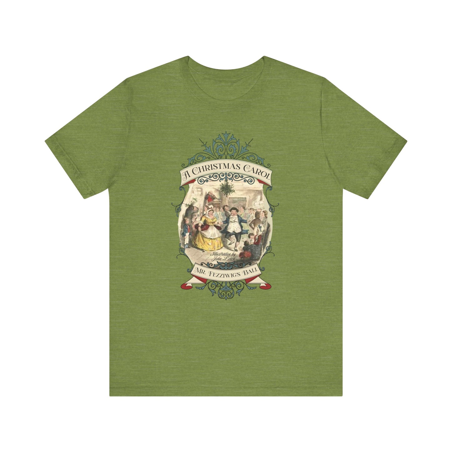 A Christmas Carol TShirt, Vintage Charles Dickens Victorian, Scrooge Fezziwig's Ball, Holiday Tradition X-Mas Movie T-shirt Bookish Christmas T-Shirt Printify Heather Green XS