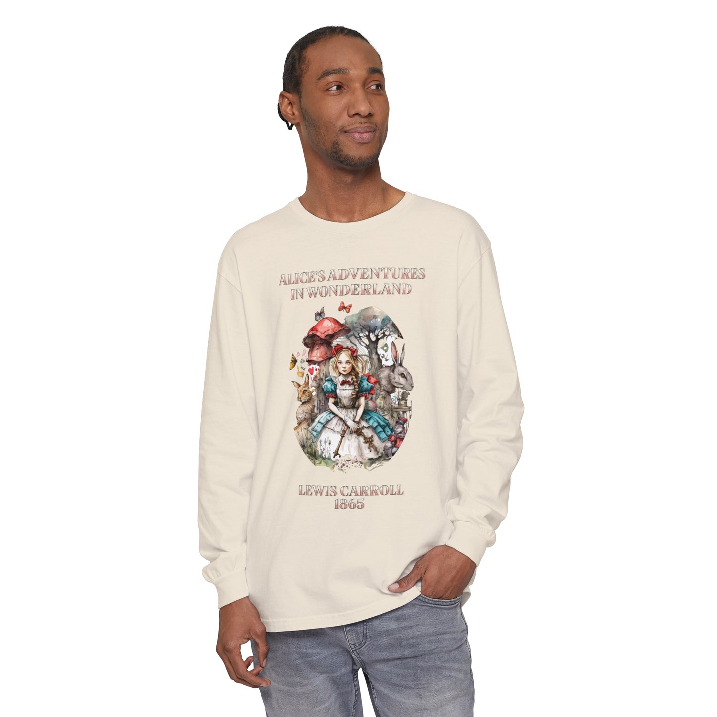 Alice in Wonderland Vintage Long Sleeve Shirt, Lewis Carroll Dark Academia TShirt, Mad Hatter Tea Party Queen of Hearts Bookish Booktok Gift Long-sleeve Printify