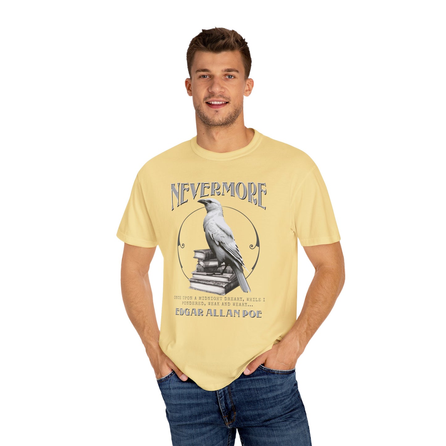 Edgar Allan Poe The White Raven Unisex Garment-Dyed T-shirt T-Shirt Printify