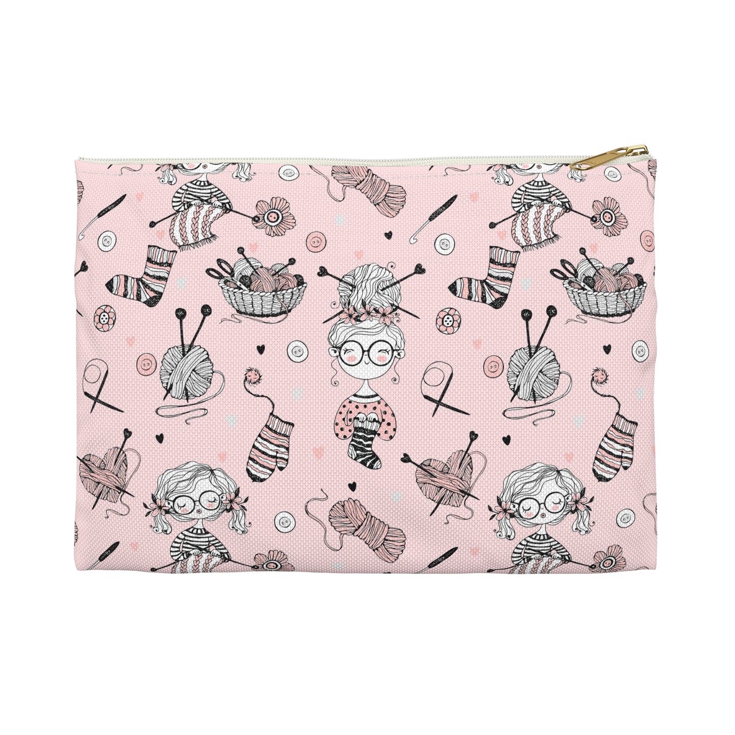 Crochet, Knitting or Crafting Accessory Pouch, Crochet Gift, Knitting Gift, Craft Organization or Storage Bag or Pouch. Bags Printify Small White zipper