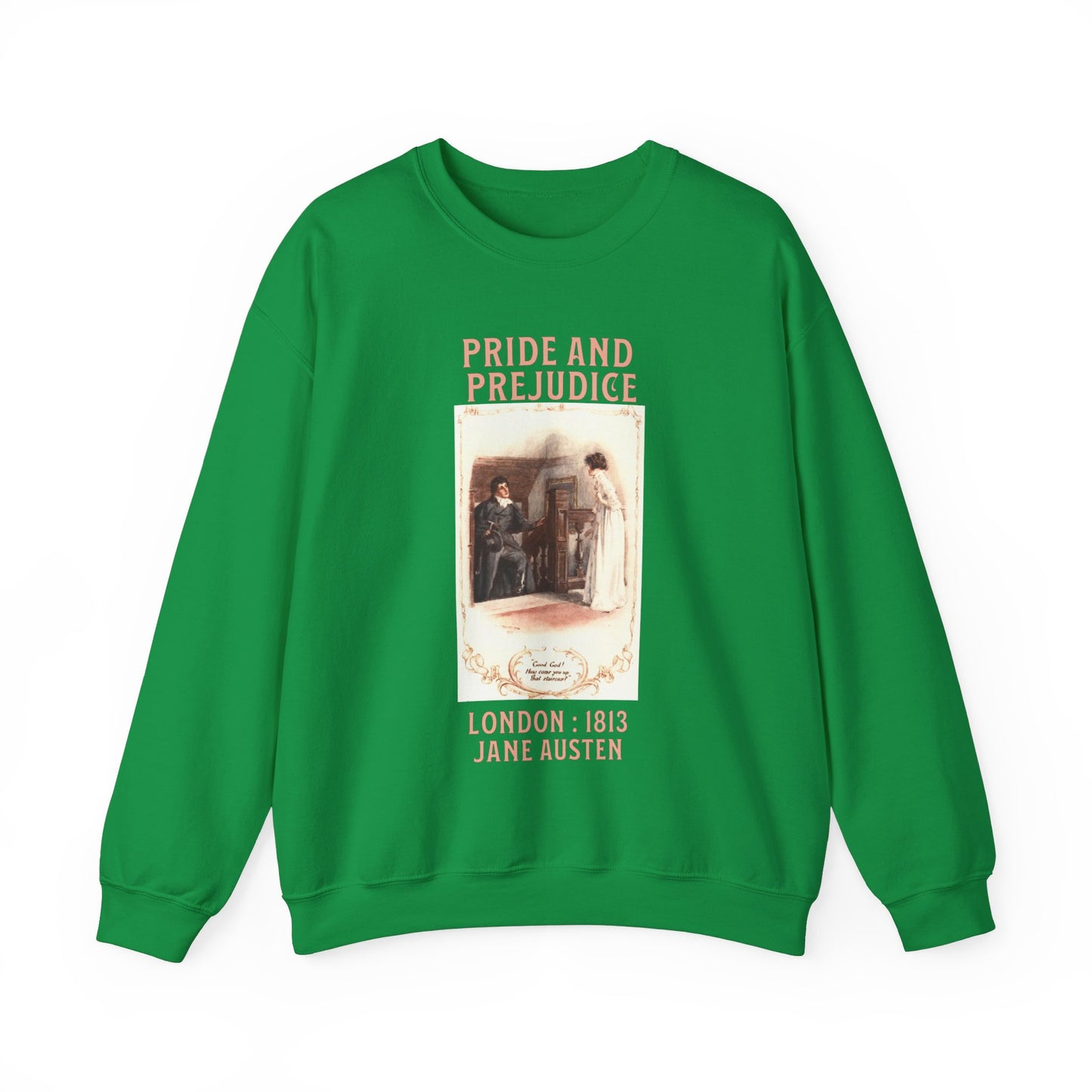 Jane Austen Sweatshirt, Pride & Prejudice Historical Romance Sweater, Bookish Literary Jane Austen Fan Art, Gift for Her, Bookclub Shirt Sweatshirt Printify S Irish Green