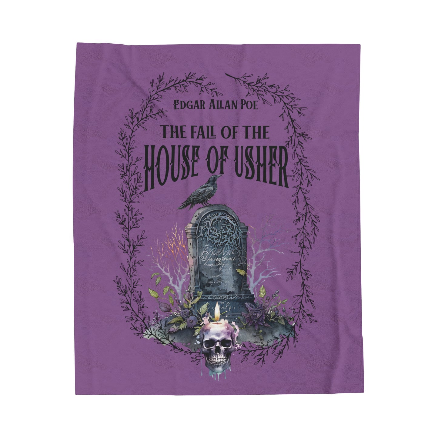 Edgar Allan Poe, The Fall Of The House Of Usher Throw Blanket, Book Lover Reading Blanket, Gothic Dark Academia, Horror Movie Watching Plush All Over Prints Printify 50" × 60"