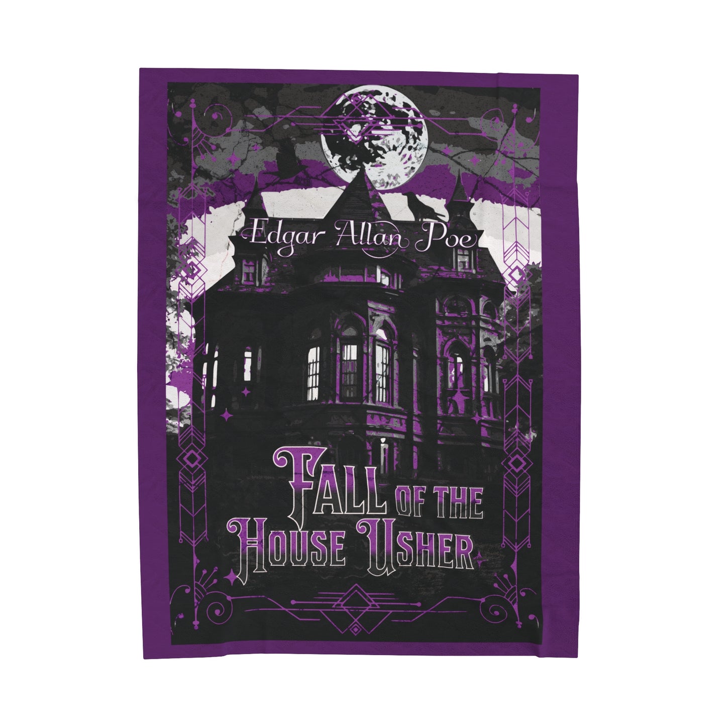 Edgar Allan Poe, The Fall Of The House Of Usher Throw Blanket, Book Lover Reading Blanket, Gothic Dark Academia, Horror Movie Watching Plush All Over Prints Printify 60" × 80"