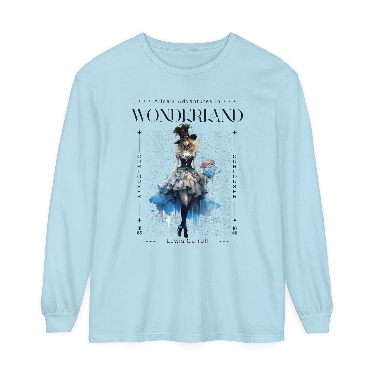 Alice In Wonderland Long Sleeve Shirt, Lewis Carroll Whimsigoth Streetwear Academia TShirt, Mad Hatter's Tea Party Tee Bookish Booktok Gift Long-sleeve Printify Chambray S