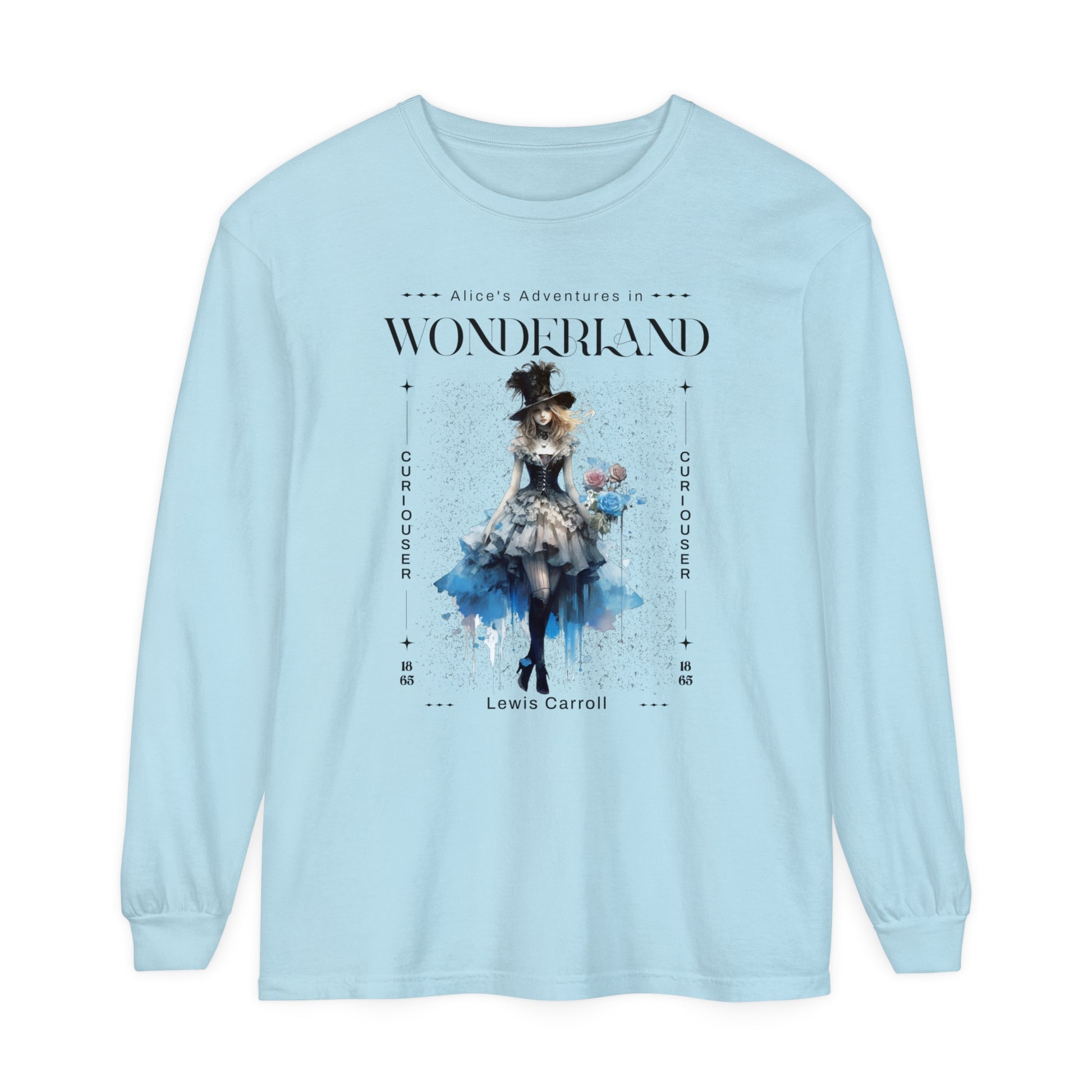 Alice In Wonderland Long Sleeve Shirt, Lewis Carroll Whimsigoth Streetwear Academia TShirt, Mad Hatter's Tea Party Tee Bookish Booktok Gift Long-sleeve Printify Chambray S