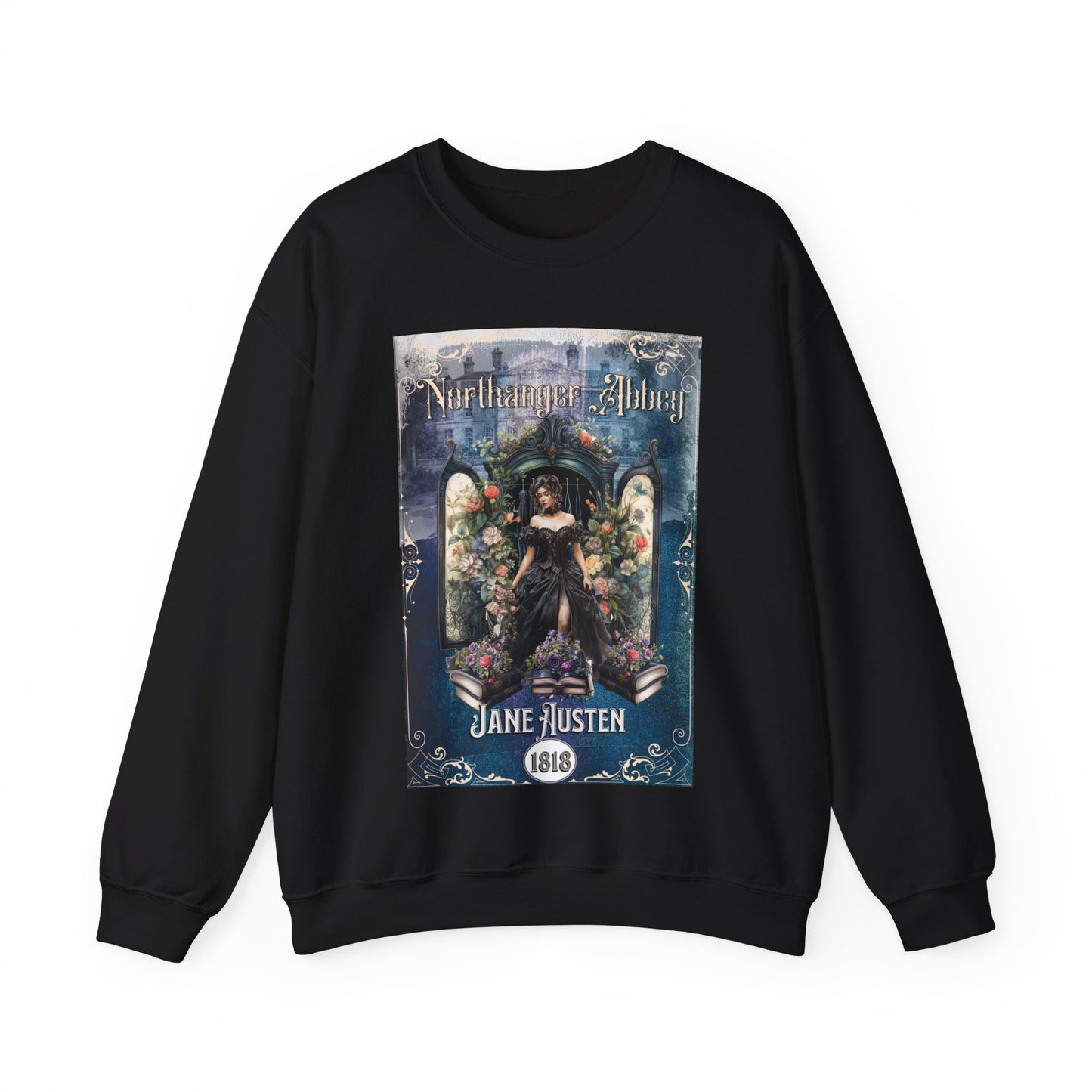 Jane Austen Sweatshirt, Northanger Abbey Historical Romance Sweater, Bookish Literary Jane Austen Fan Art Gift, Gift for Her, Bookclub Shirt Sweatshirt Printify S Black