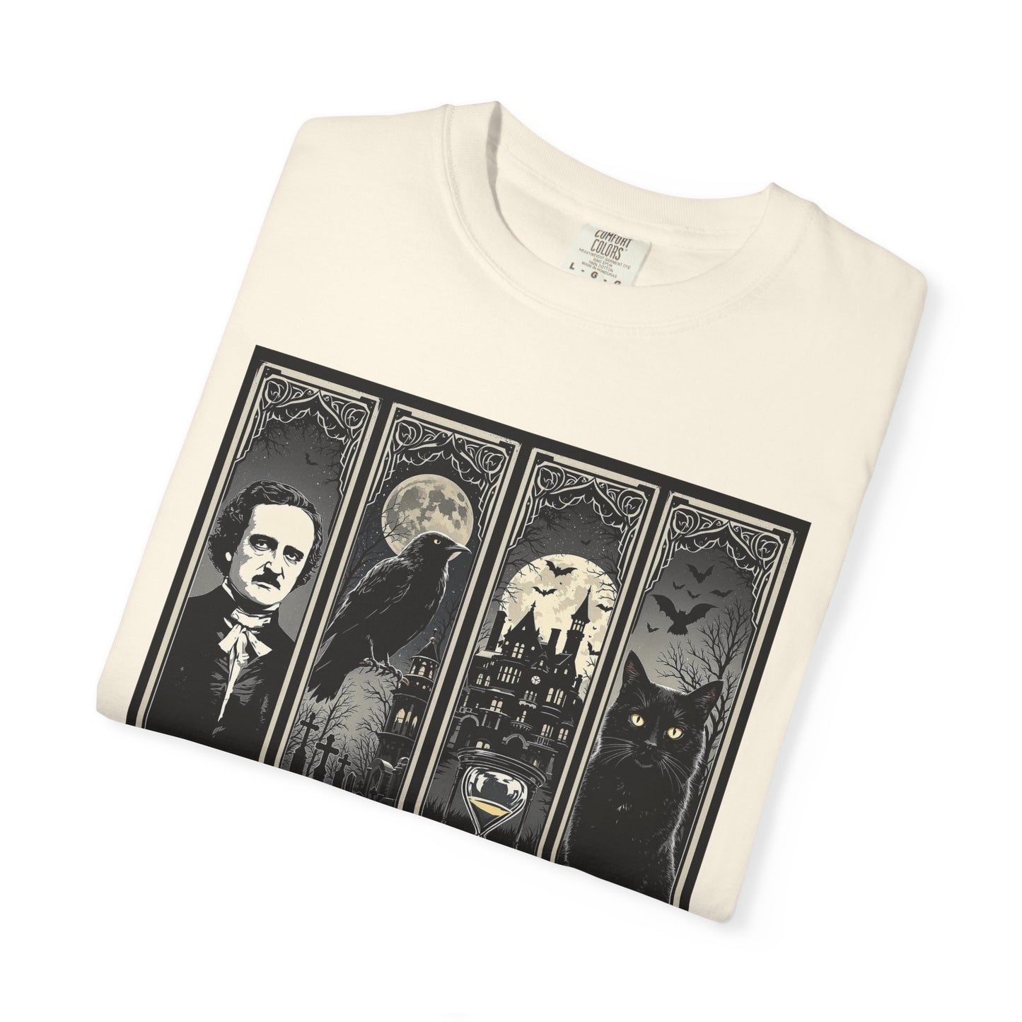 Edgar Allan Poe T-Shirt Gothic Graphic Tee The Raven Nevermore Quote Horror Literature Shirt Dark Academia Aesthetic Halloween Party Gift T-Shirt Printify