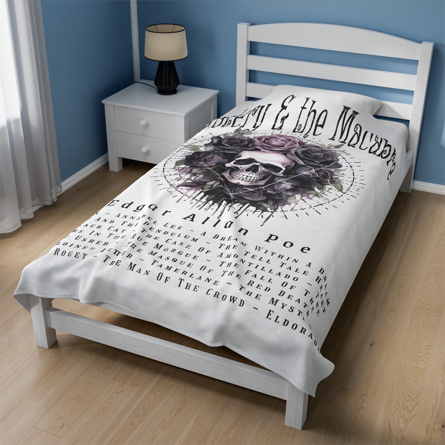 Edgar Allan Poe, Mystery & The Macbre Throw Blanket, Book Lover Reading Blanket, Gothic, Light, Dark Academia, Horror Movie Watching Blanket All Over Prints Printify