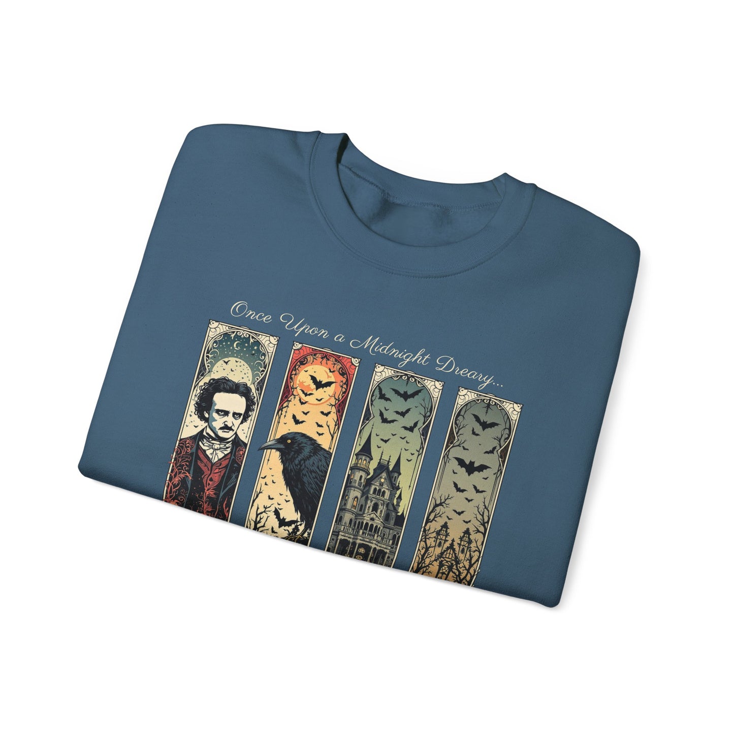 Edgar Allan Poe Sweatshirt The Raven Nevermore Gothic Horror Sweater Dark Academia Macabre Halloween Gift for Book Lovers Birthday Christmas