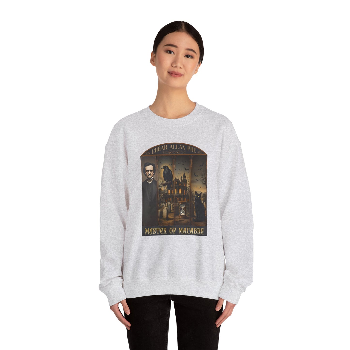 Edgar Allan Poe Sweatshirt The Raven Nevermore Gothic Horror Sweater Dark Academia Macabre Halloween Gift for Book Lovers Birthday Christmas Sweatshirt Printify