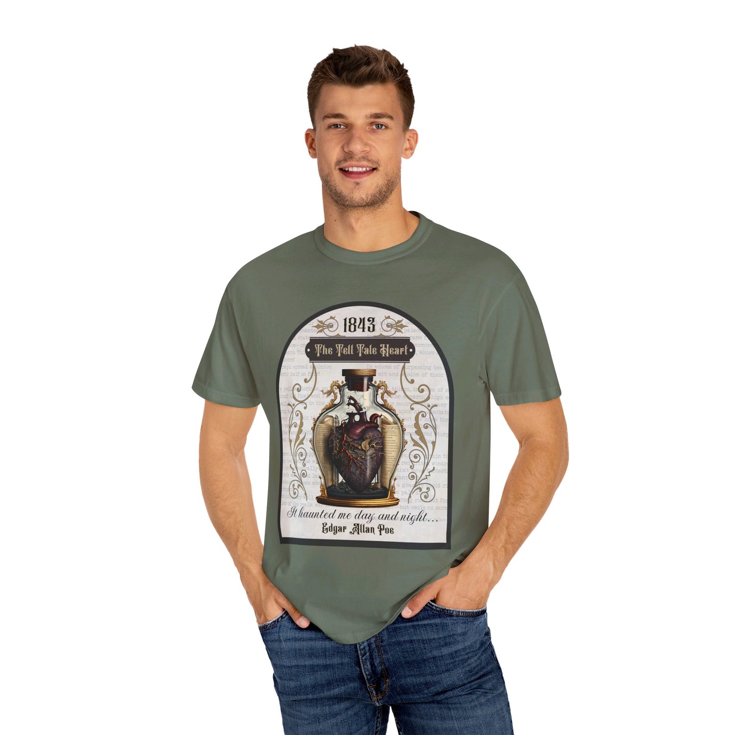 Edgar Allan Poe Shirt, The Tell Tale Heart Tee, Book, Reading Lover Shirt, Halloween, Gothic, Light Academia Gifts, Comfort Colours TShirt T-Shirt Printify