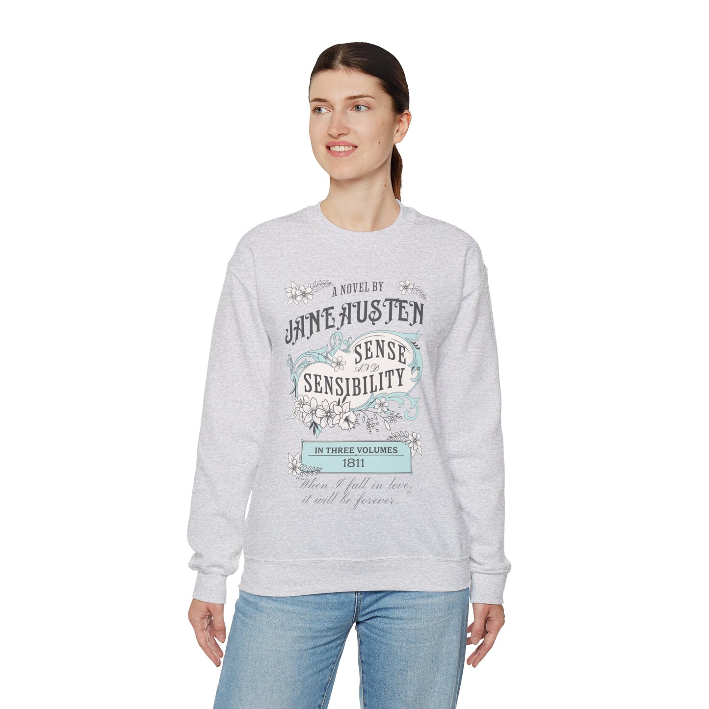 Jane Austen Sweatshirt, Sense & Sensibility Historical Romance Sweater, Bookish Literary Jane Austen Fan Art Gift, Gift for Her, Readers, Sweatshirt Printify