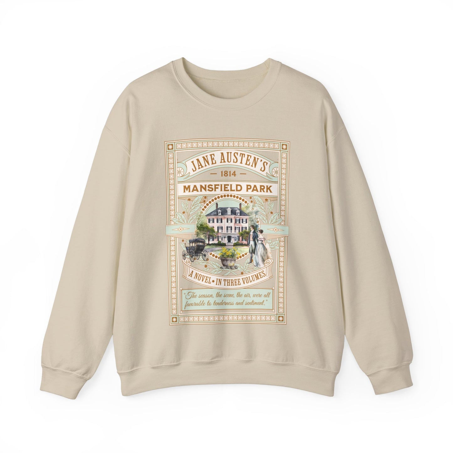 Jane Austen Sweatshirt, Mansfield Park Historical Romance Sweater, Bookish Literary Jane Austen Fan Art Gift, Gift for Her, Readers, Sweatshirt Printify S Sand