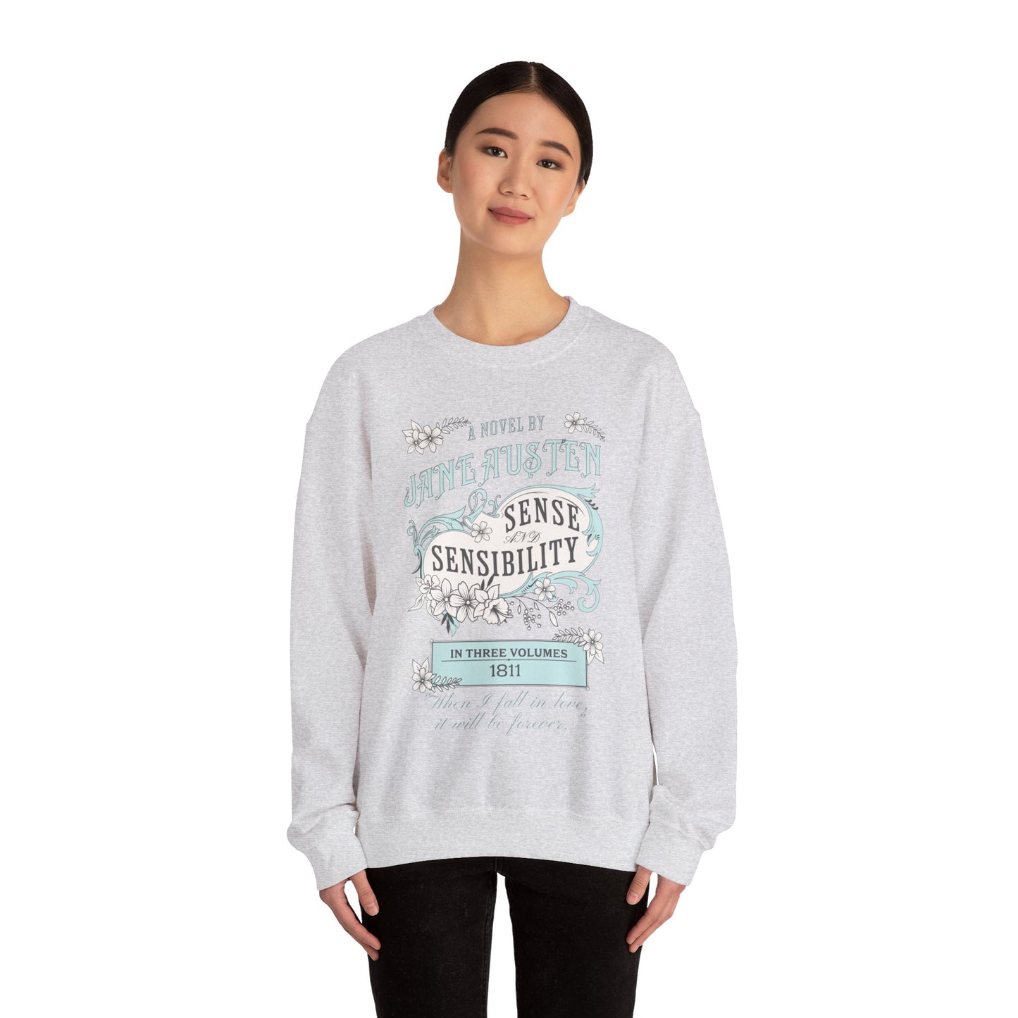Jane Austen Sweatshirt, Sense & Sensibility Historical Romance Sweater, Bookish Literary Jane Austen Fan Art Gift, Gift for Her, Readers, Sweatshirt Printify