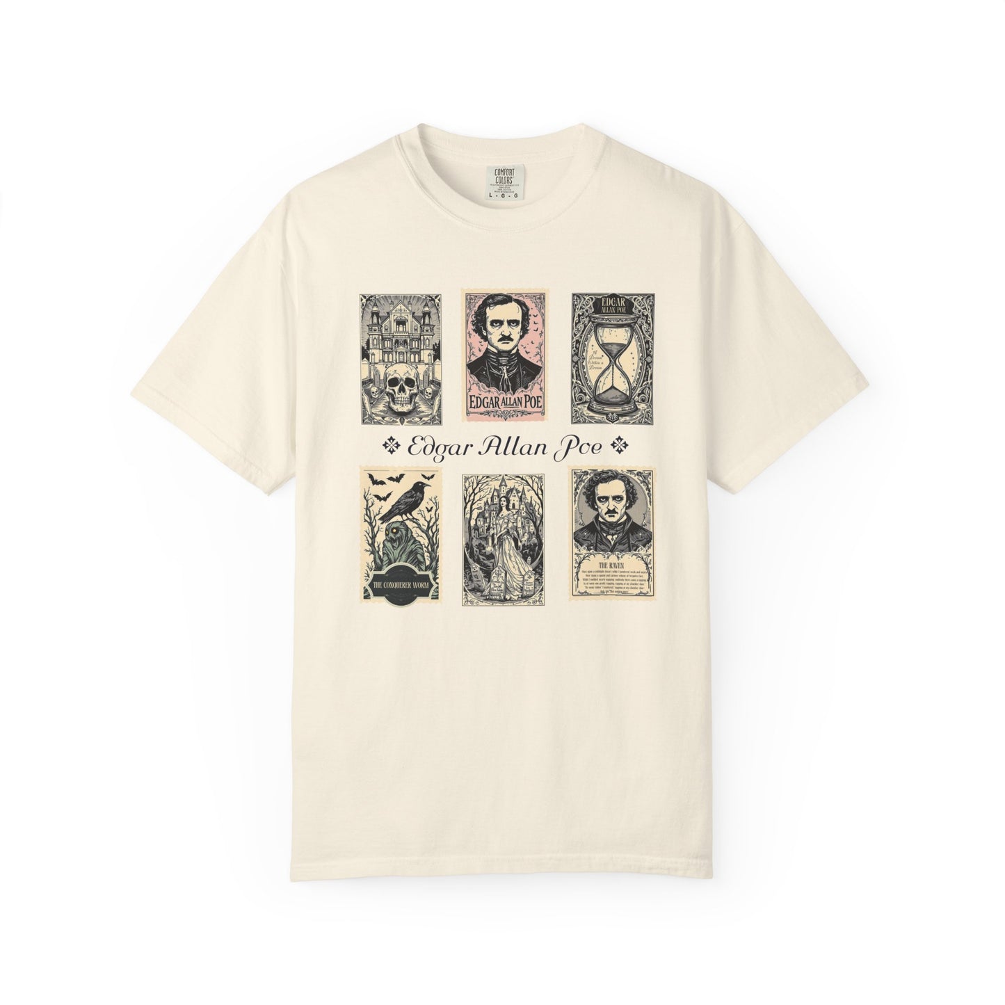 Edgar Allan Poe T-Shirt Gothic Graphic Tee The Raven Nevermore Quote Horror Literature Shirt Dark Academia Aesthetic Halloween Party Gift T-Shirt Printify Ivory S