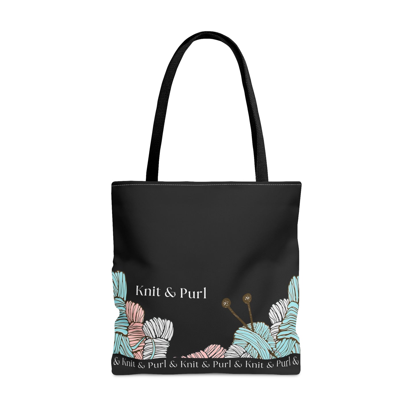 Knit & Purl Tote Bag, Crafter Bag, Yarn Storage Bag, Knitting Project Bag, Crochet Project Bag, Craft Project Tote Bag Bags Printify Large