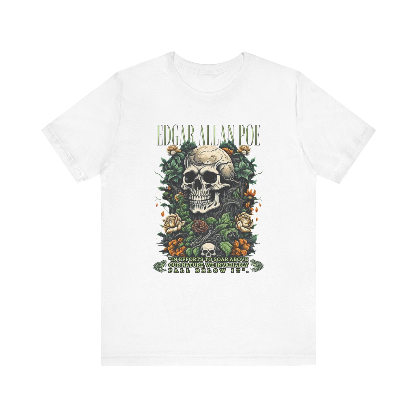 Edgar Allan Poe, Fairycore Night Garden T-Shirt, Book Lover Tee, Haunting Gothic Gift, Light, Dark Academia, Literary Poetry Bookclub Shirt T-Shirt Printify White S
