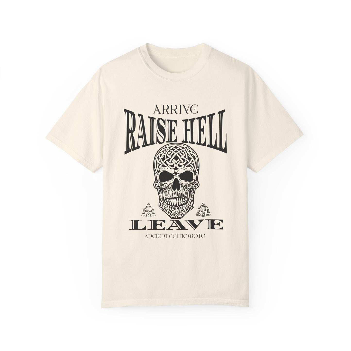Renfaire Celtic Skull Design T-Shirt Raise Hell Celtic Moto Medieval Renaissance Comfortable Style Tee For Festivals And Music Events T-Shirt Printify Ivory S