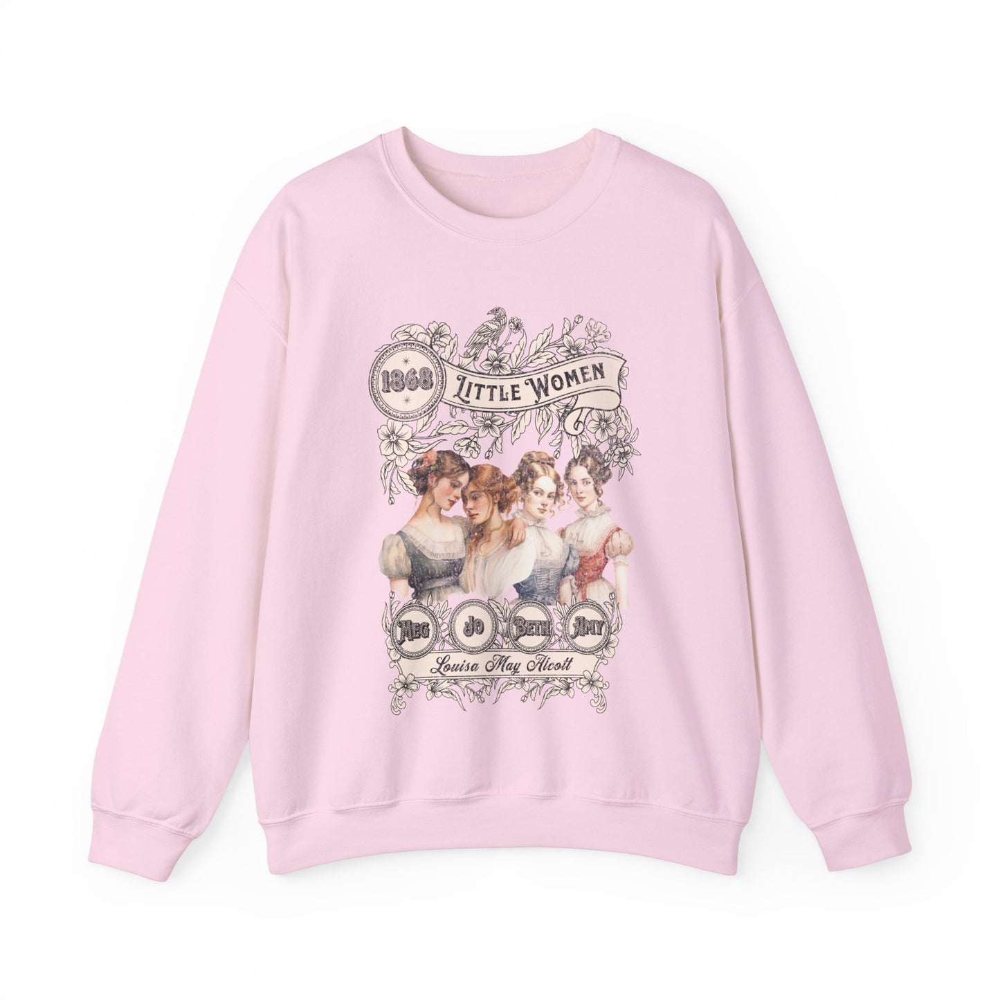 Little Women Sweatshirt, Louisa May Alcott Historical Romance Sweater, Bookish Literary Fan Art Gift, Gift for Her, Bookclub Crewneck Shirt Sweatshirt Printify S Light Pink