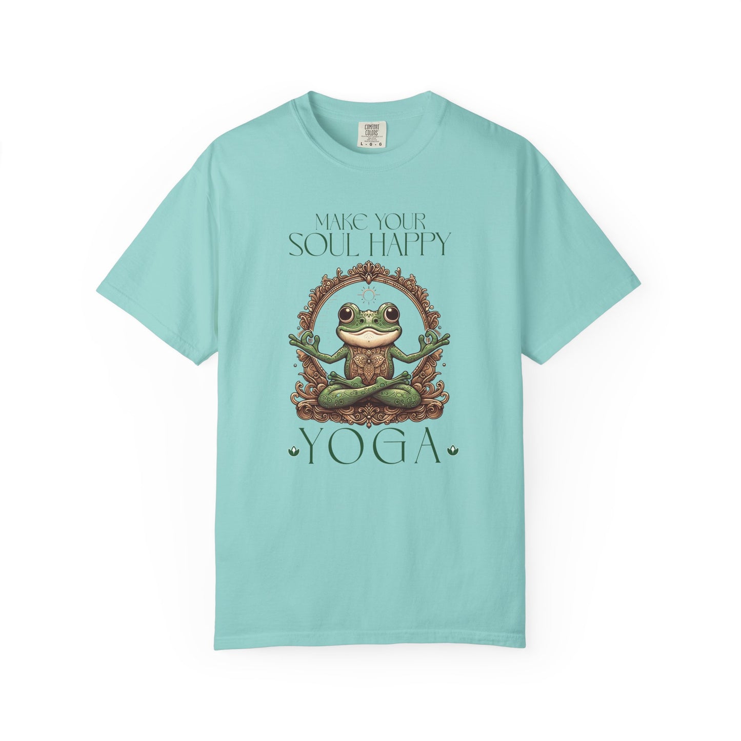Green Yoga Frog Make Your Soul Happy Unisex T-Shirt, Casual Wear, Highlander Fan Gift, T-Shirt Printify Chalky Mint S
