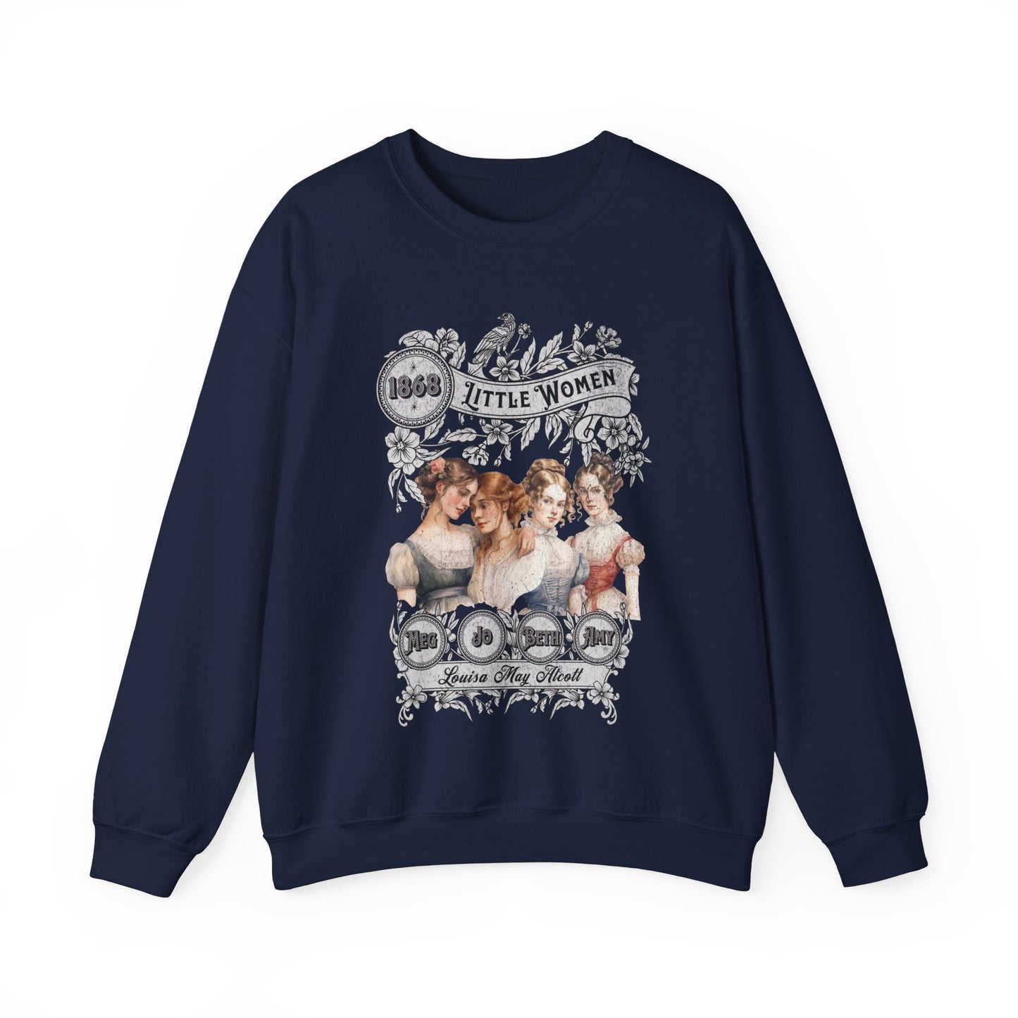 Little Women Sweatshirt, Louisa May Alcott Historical Romance Sweater, Bookish Literary Fan Art Gift, Gift for Her, Bookclub Crewneck Shirt Sweatshirt Printify S Navy
