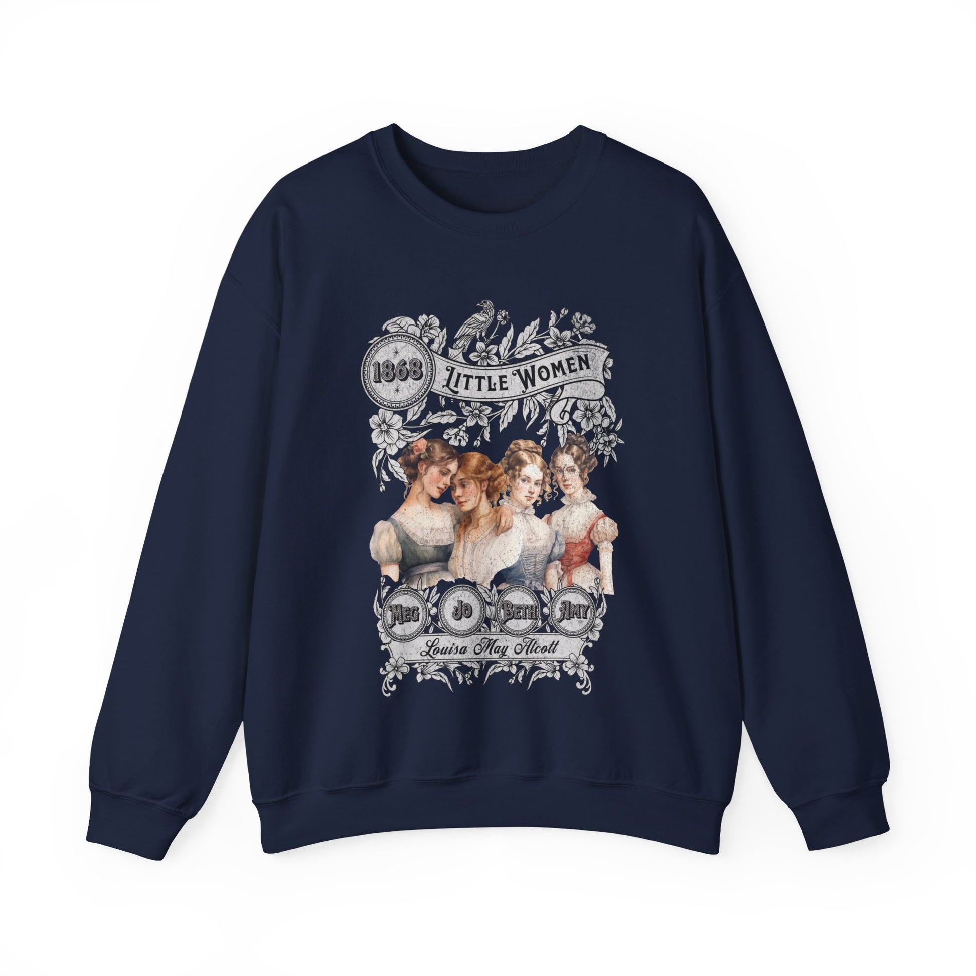 Little Women Sweatshirt, Louisa May Alcott Historical Romance Sweater, Bookish Literary Fan Art Gift, Gift for Her, Bookclub Crewneck Shirt Sweatshirt Printify S Navy