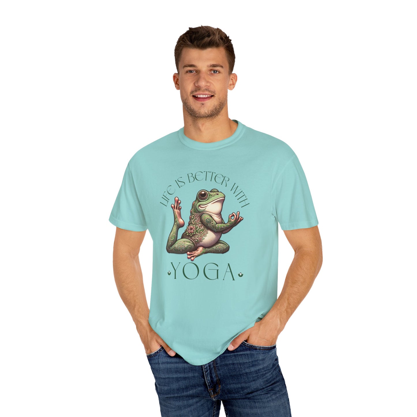 Green Yoga Frog Life Is Better With Yoga Unisex T-Shirt, Casual Wear, Highlander Fan Gift,