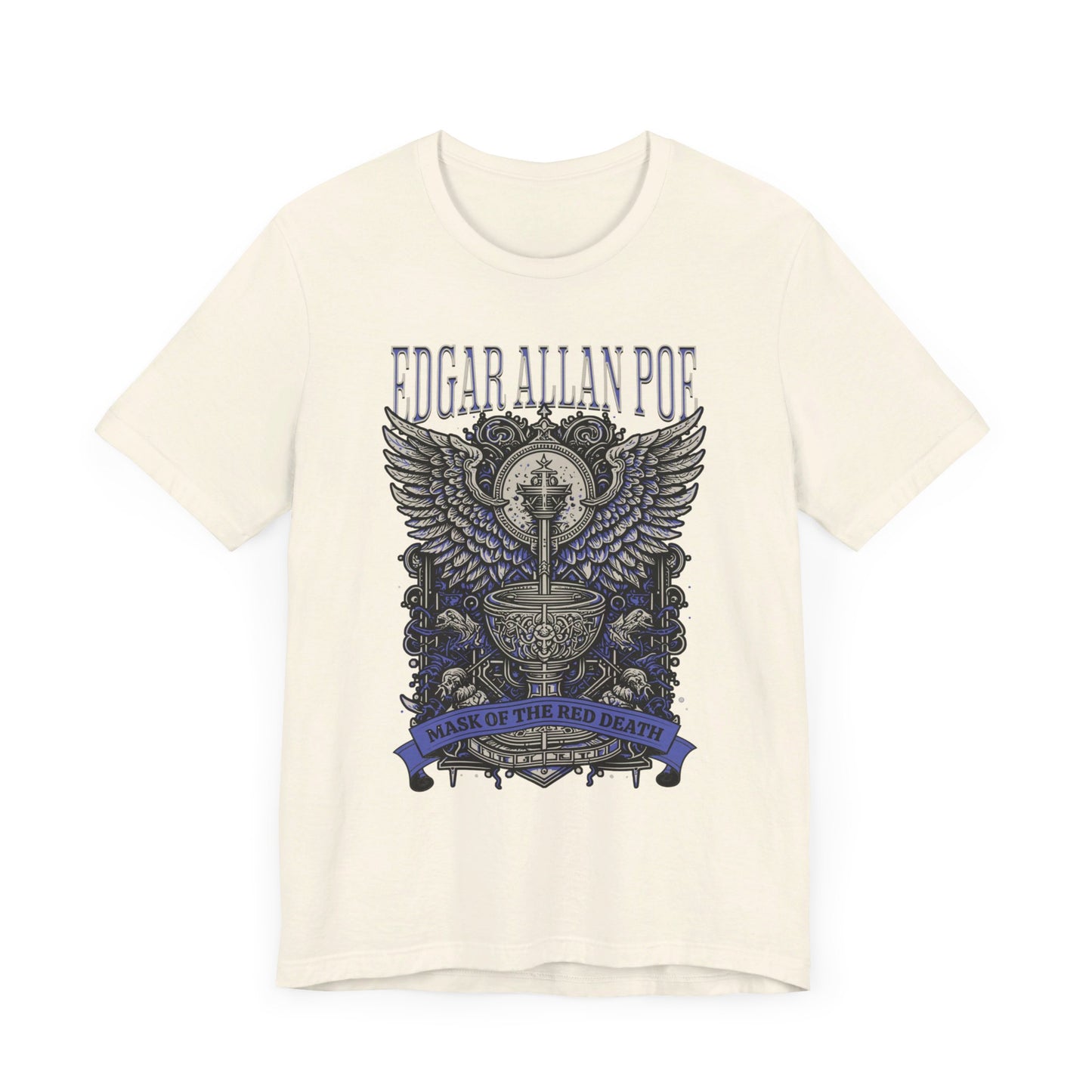 Edgar Allan Poe, Mask Of The Red Death T-Shirt, Book Lover Tee, Haunting Gothic Gift, Light, Dark Academia, Literary Poetry Bookclub Shirt T-Shirt Printify