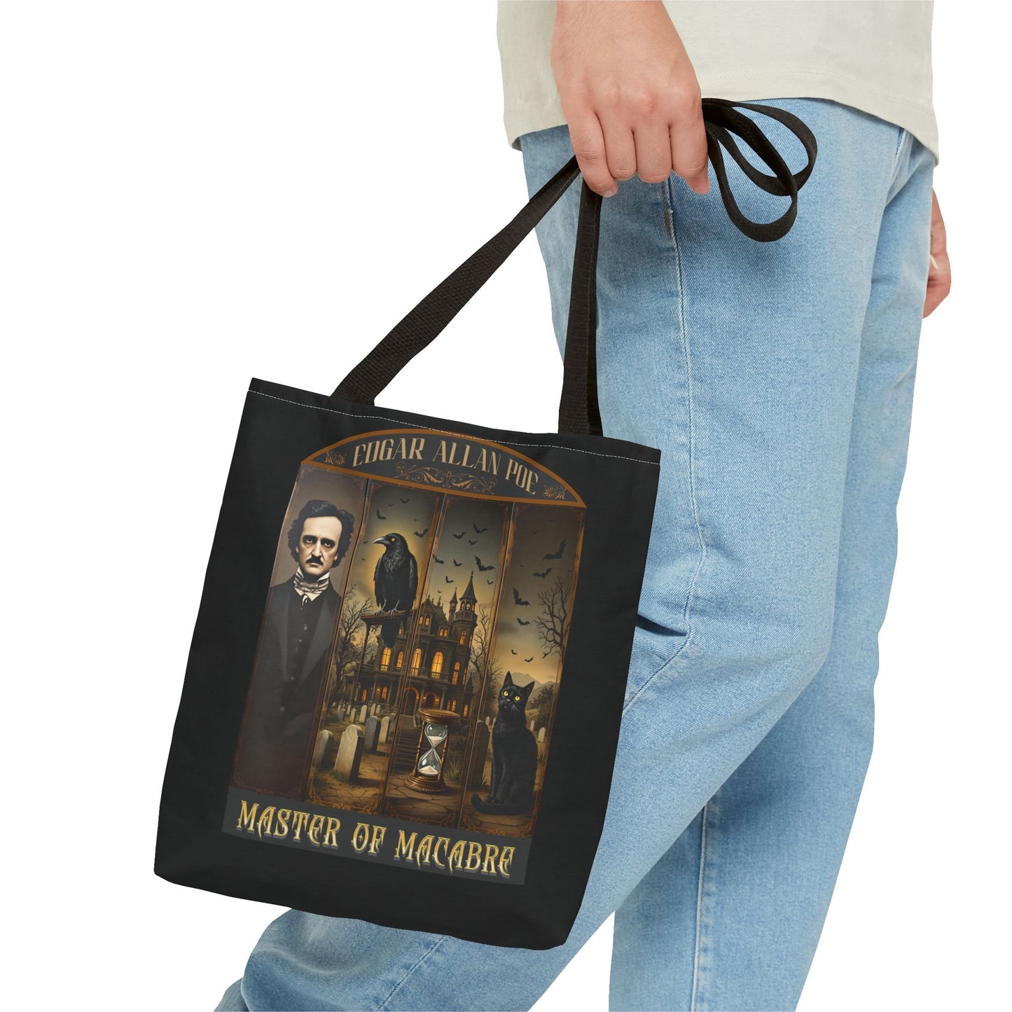 Edgar Allan Poe Tote Bag Gothic Literary Gift for Book Lover Dark Academia Macabre Accessory Halloween Tote Fall School Bag for Poetember Bags Printify
