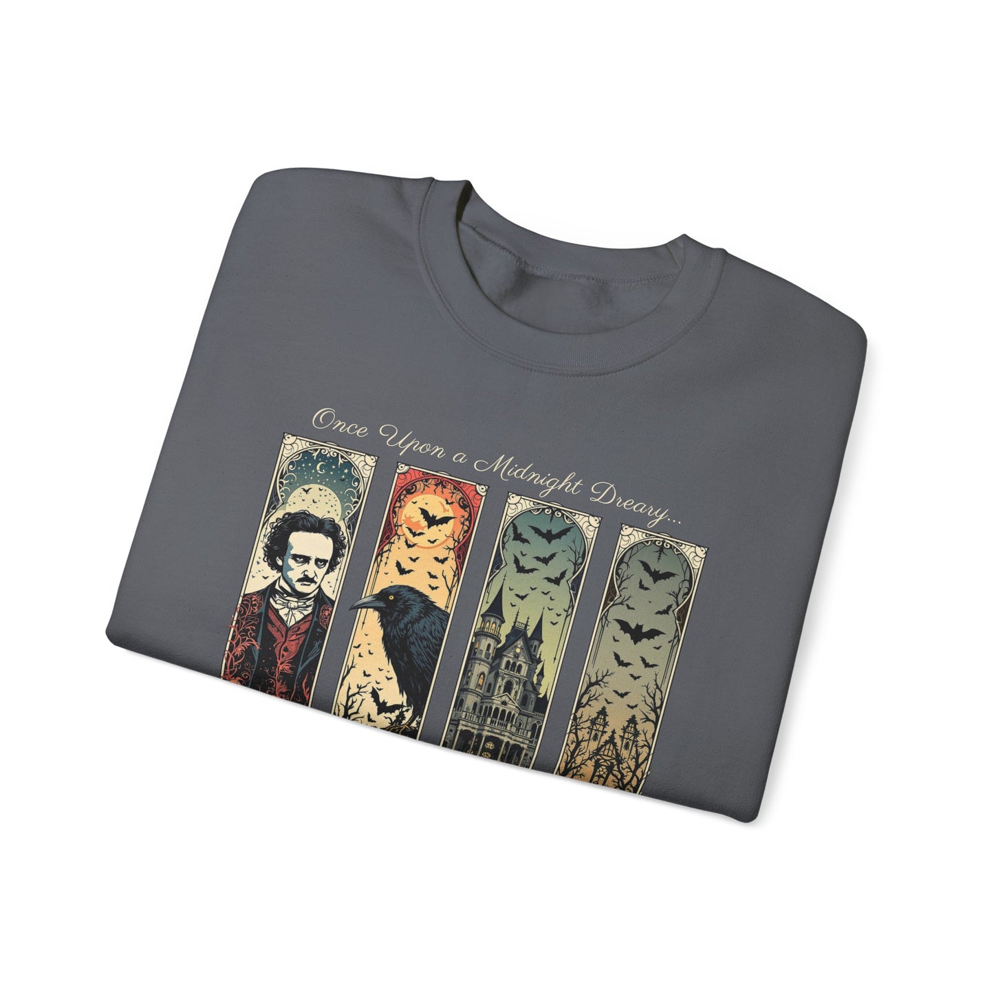 Edgar Allan Poe Sweatshirt The Raven Nevermore Gothic Horror Sweater Dark Academia Macabre Halloween Gift for Book Lovers Birthday Christmas