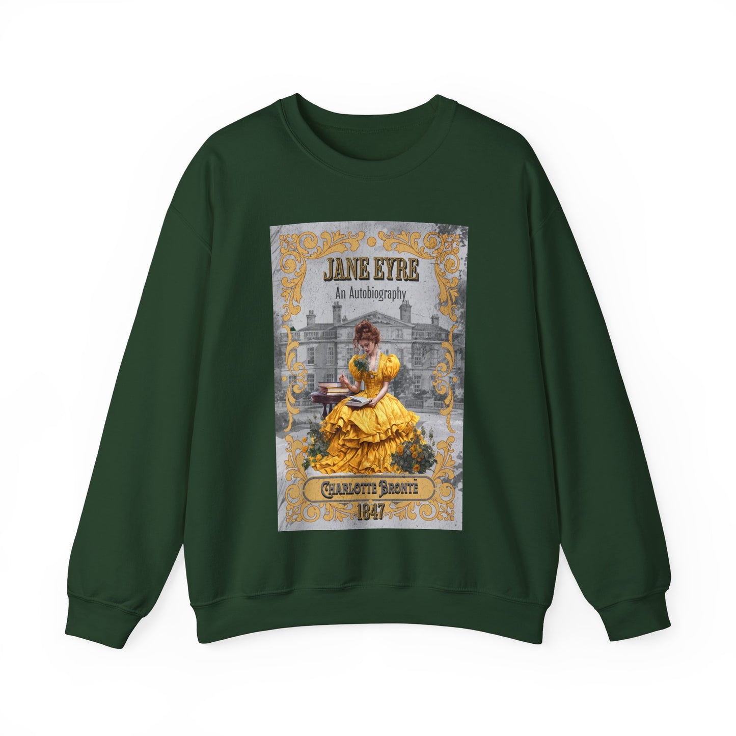 Jane Eyre Sweatshirt, Charlotte Brontë Historical Romance Sweater, Bookish Literary Brontë Sisters Fan Art Gift, Gift for Her, Readers, Sweatshirt Printify S Forest Green