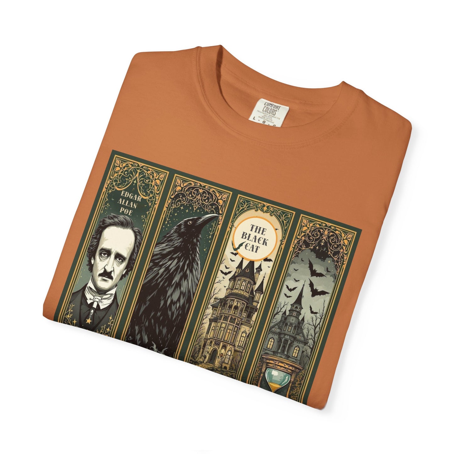 Edgar Allan Poe T-Shirt Gothic Graphic Tee The Raven Nevermore Quote Horror Literature Shirt Dark Academia Aesthetic Halloween Party Gift