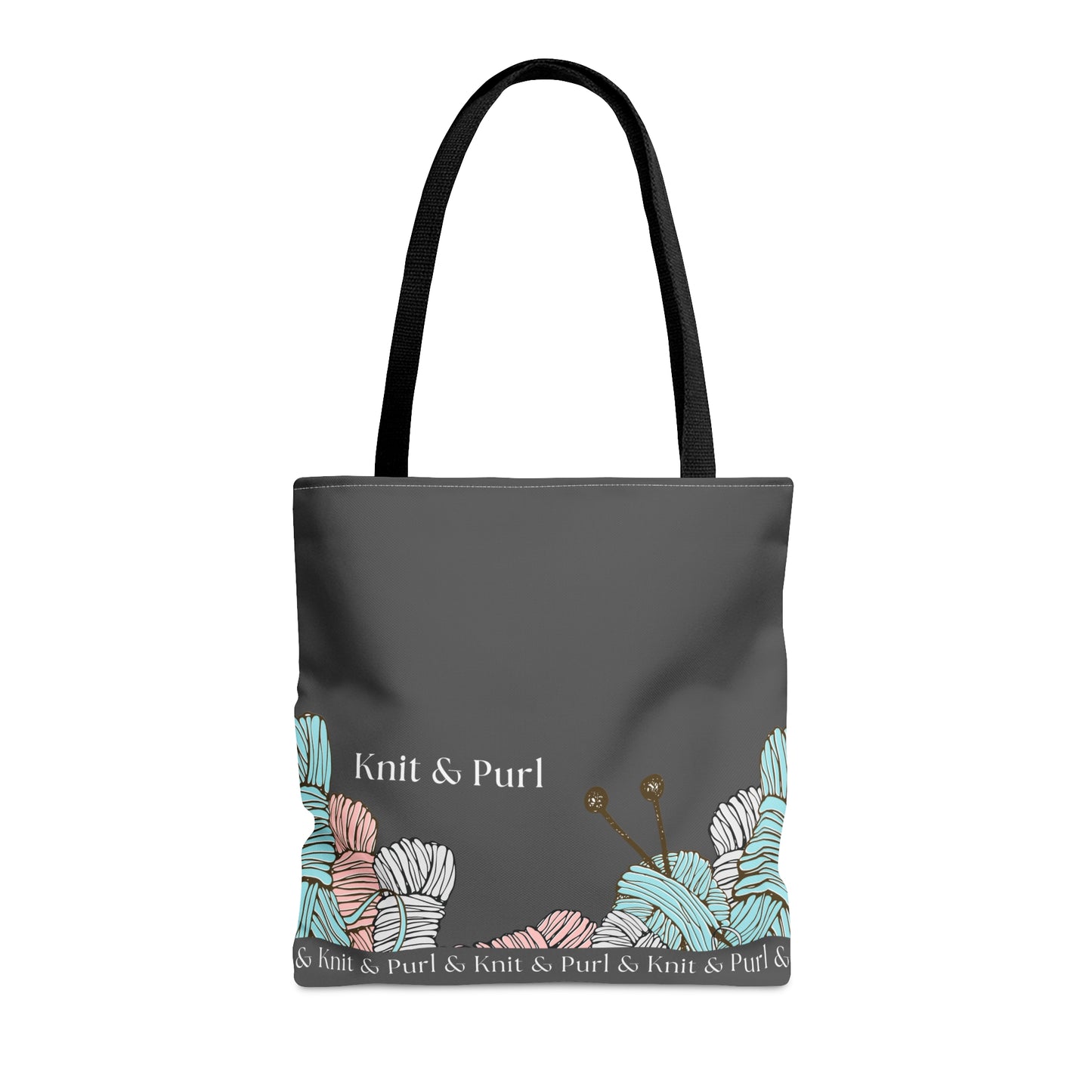 Knit & Purl Tote Bag, Crafter Bag, Yarn Storage Bag, Knitting Project Bag, Crochet Project Bag, Craft Project Tote Bag Bags Printify Medium