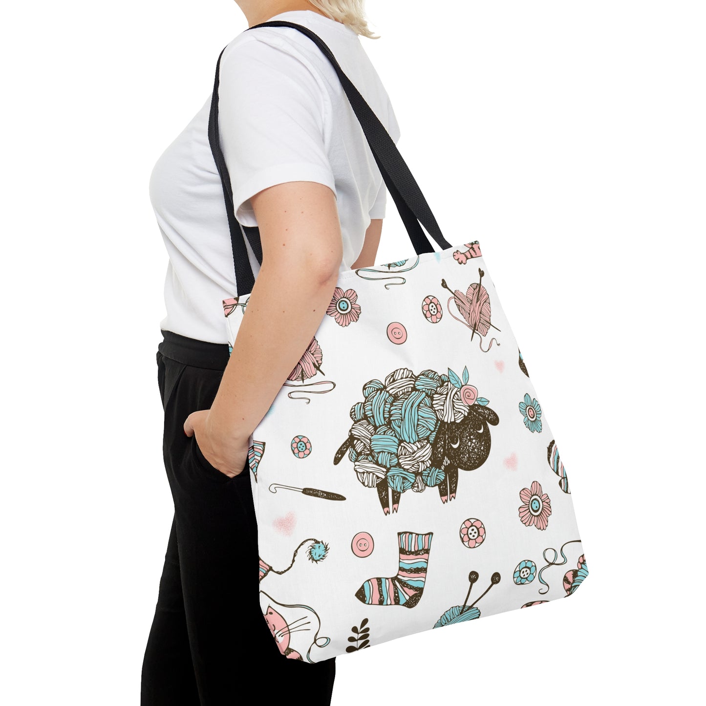 Craft, Crochet or Knitting Tote Bag, Yarn Storage Shoulder Bags, Gift for Knitter, Crafter, Grocery Shopping, School, Resusable, Travel Bag Bags Printify