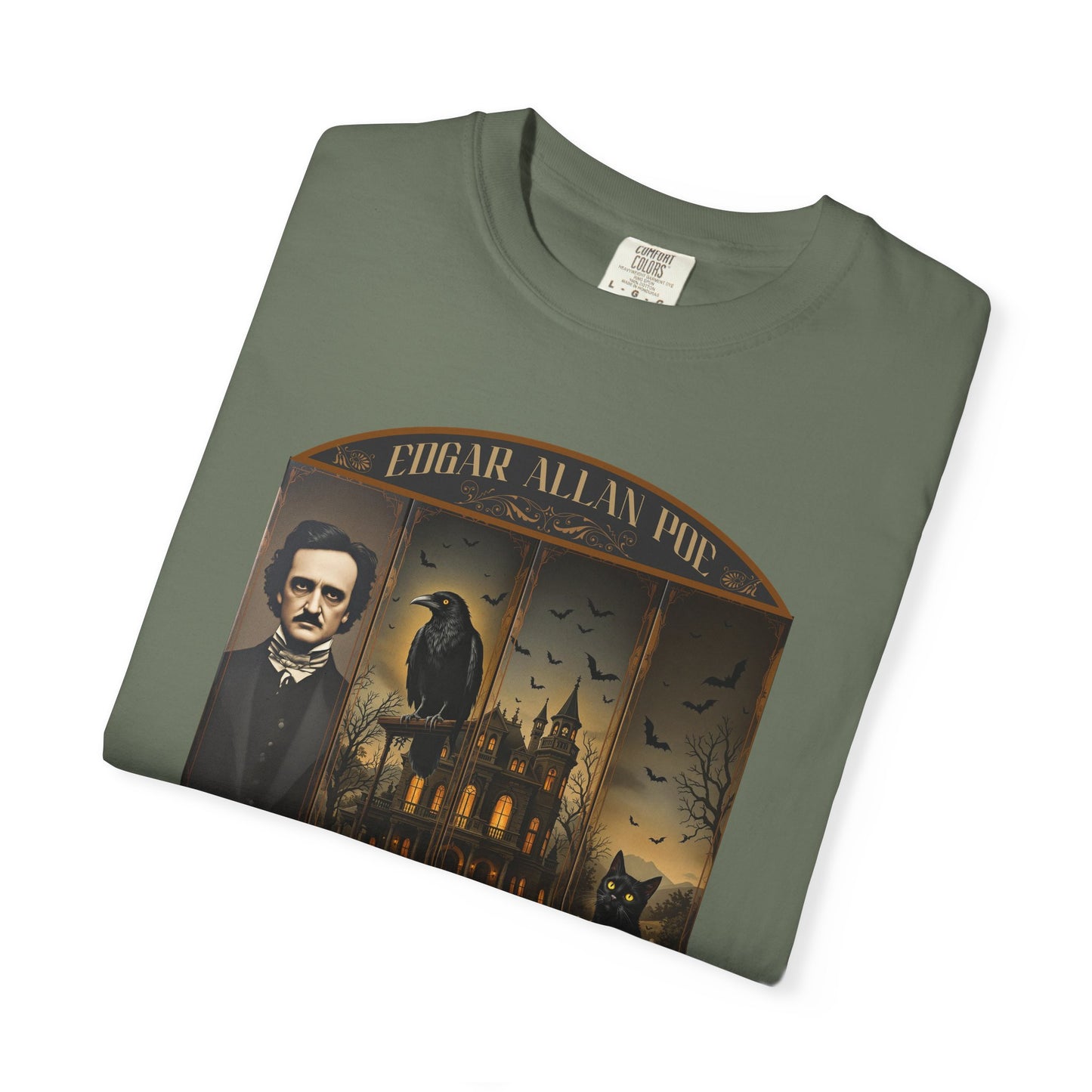Edgar Allan Poe T-Shirt Gothic Graphic Tee The Raven Nevermore Quote Horror Literature Shirt Dark Academia Aesthetic Halloween Party Gift