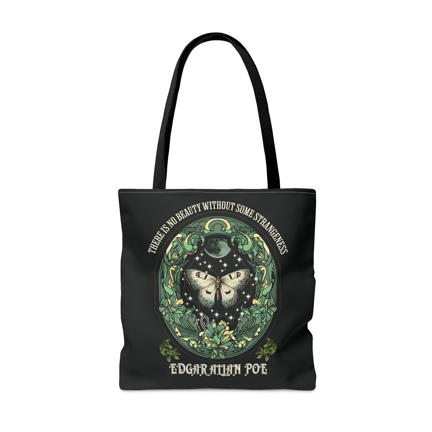 Edgar Allan Poe Tote Bag, Night Garden Botanical Shoulder Bag, Book, Library, Grocery, Travel Bag, Dark Academia, Bookish, Bookclub Gift, Bags Printify