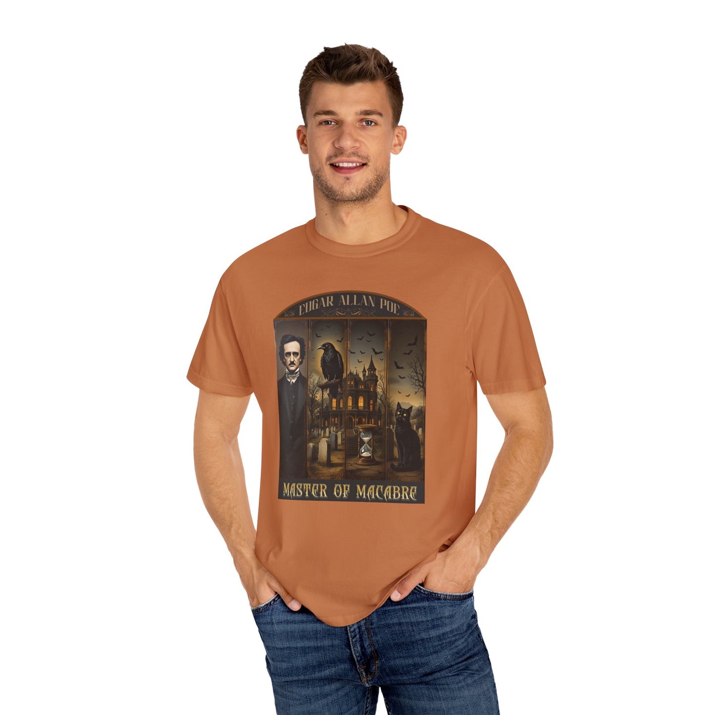 Edgar Allan Poe T-Shirt Gothic Graphic Tee The Raven Nevermore Quote Horror Literature Shirt Dark Academia Aesthetic Halloween Party Gift