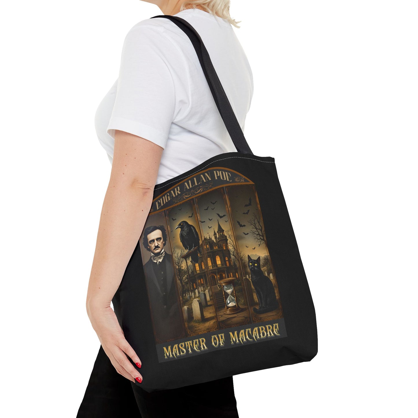 Edgar Allan Poe Tote Bag Gothic Literary Gift for Book Lover Dark Academia Macabre Accessory Halloween Tote Fall School Bag for Poetember Bags Printify