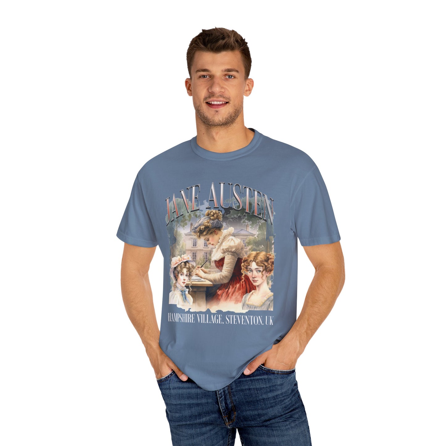 Retro Jane Austen Unisex Garment-Dyed T-shirt T-Shirt Printify