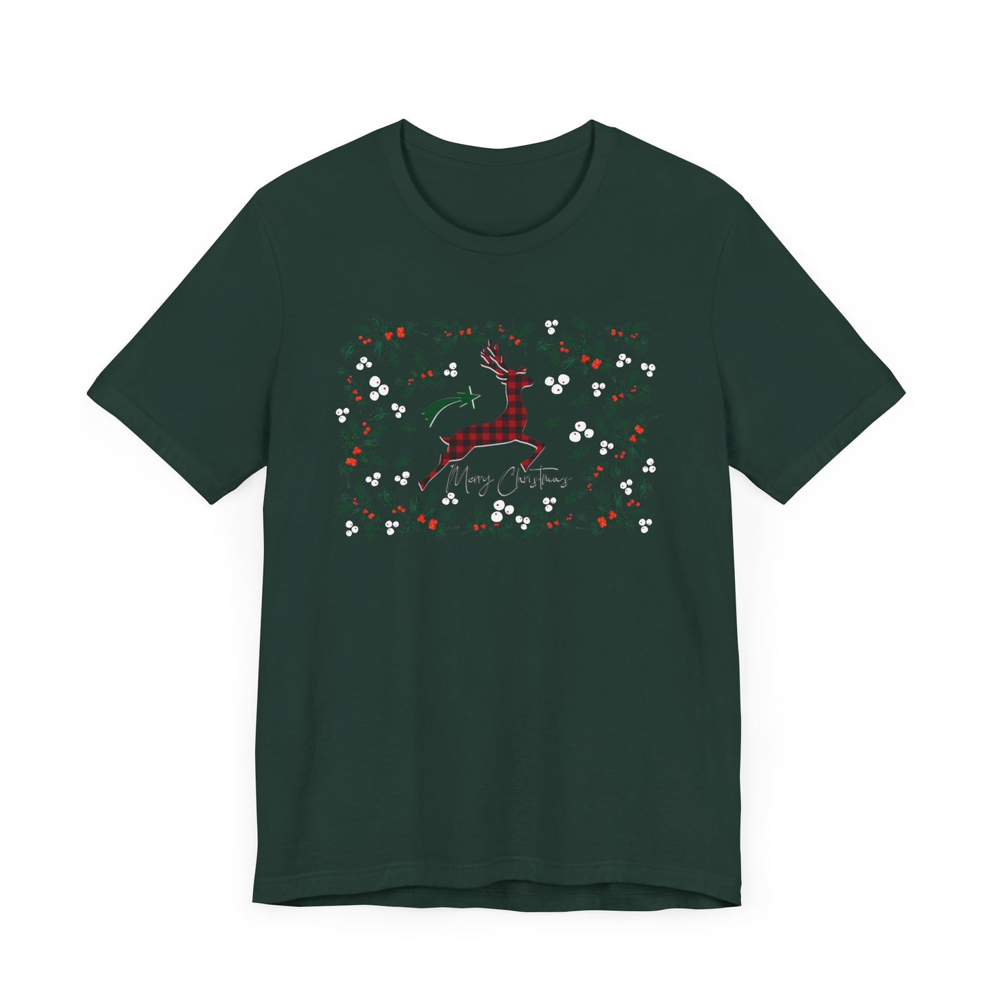 Merry Christmas Plaid Reindeer Shirt, Country Reindeer Shirt, Christmas Family Shirt, Christmas Shirt, Merry Christmas Shirt, Christmas Gift T-Shirt Printify