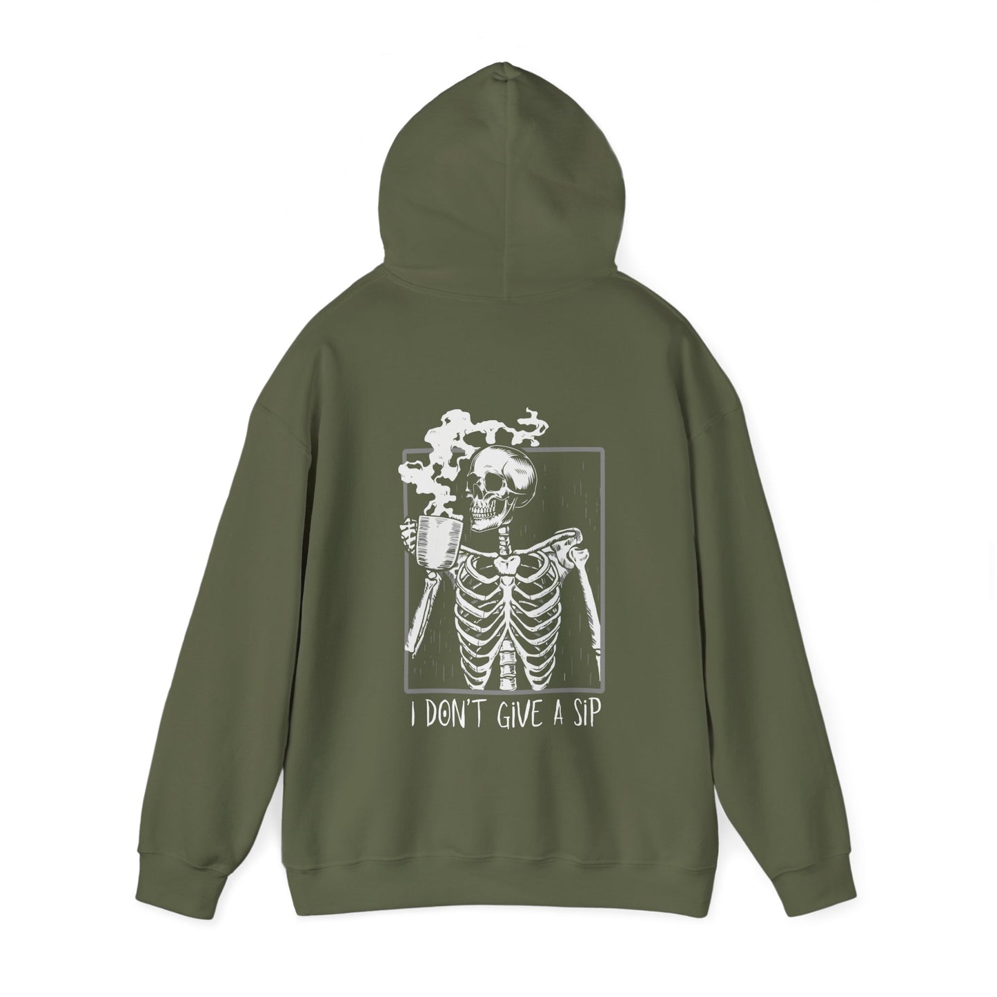 Halloween Skeleton Hoodie, Funny Coffee Drinking Skeleton, Spooky Season Sweater, Trick or Treating Shirt, Warm Halloween Party Hoodie Hoodie Printify