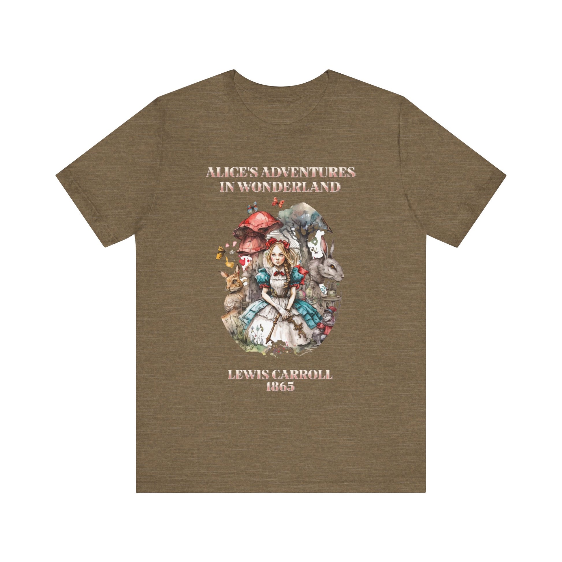 Unisex Jersey Short Sleeve Tee Alice in Wonderland T-Shirt Printify Heather Olive S