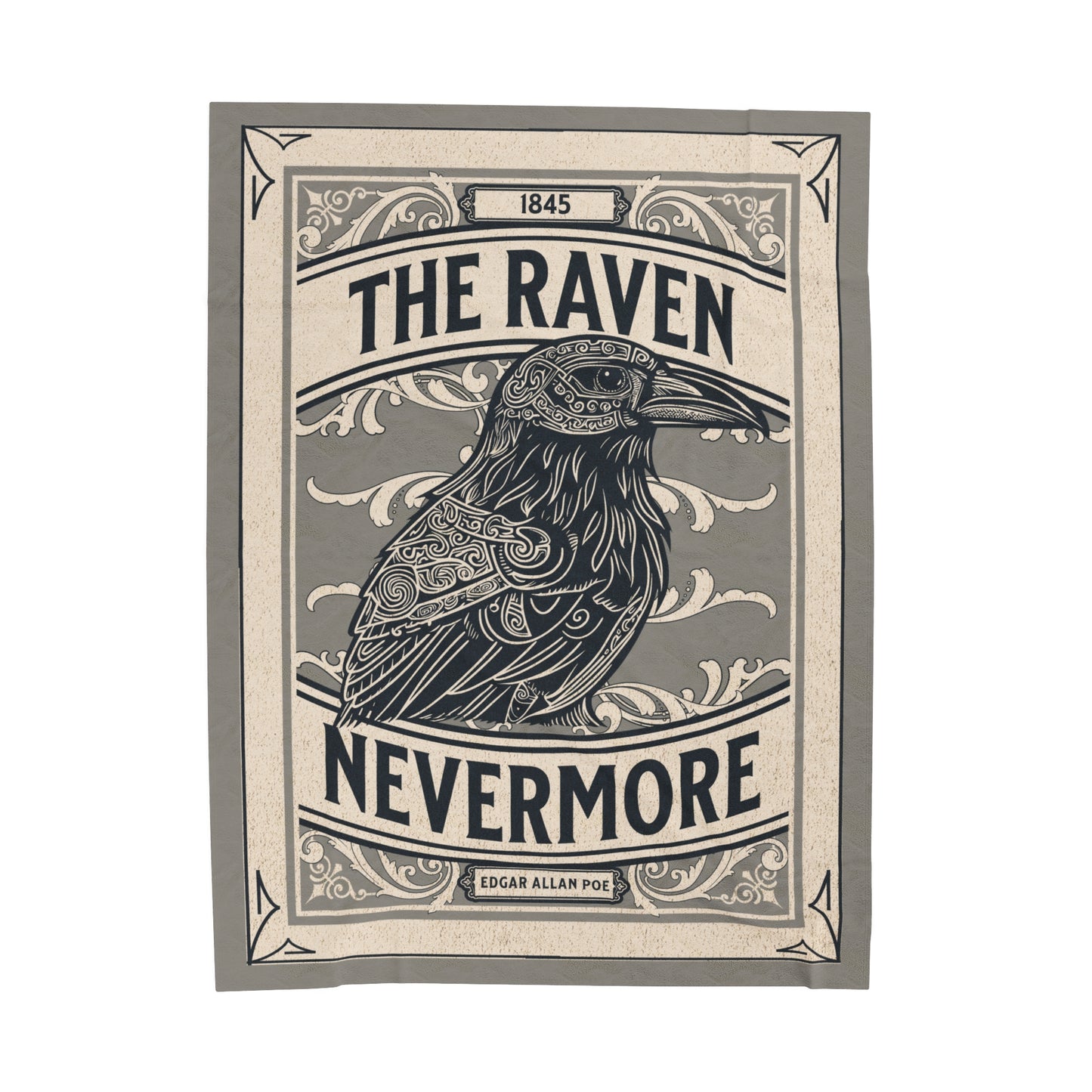 Edgar Allan Poe, Nevermore The Raven Throw Blanket, Book Lover Reading Blanket, Gothic Light, Dark Academia, Horror Movie Watching Blanket All Over Prints Printify 60" × 80"