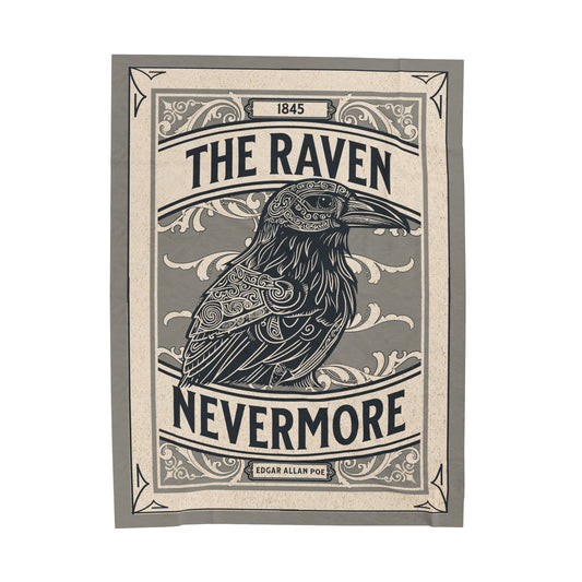 Edgar Allan Poe, Nevermore The Raven Throw Blanket, Book Lover Reading Blanket, Gothic Light, Dark Academia, Horror Movie Watching Blanket All Over Prints Printify 60" × 80"