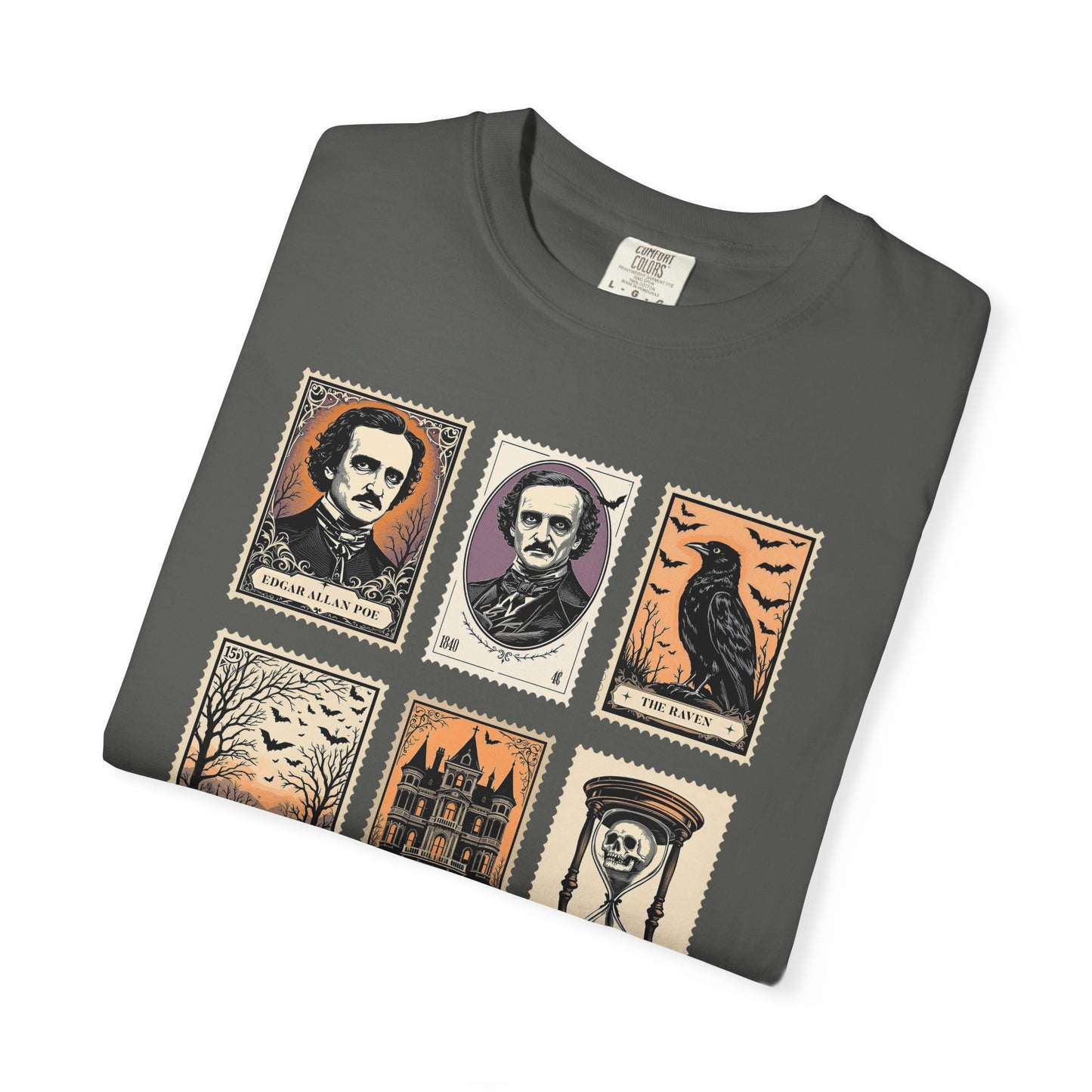 Edgar Allan Poe T-Shirt Gothic Graphic Tee The Raven Nevermore Quote Horror Literature Shirt Dark Academia Aesthetic Halloween Party Gift