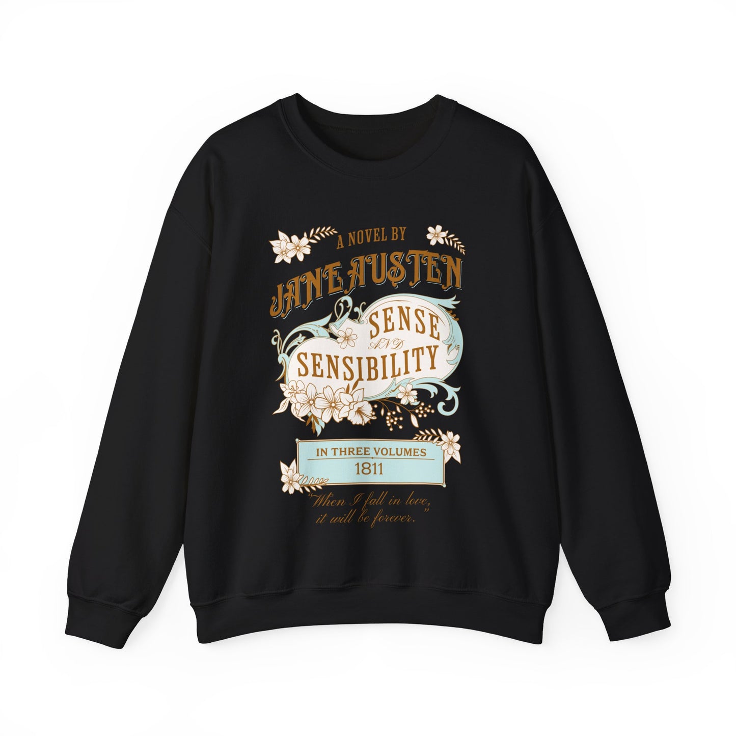Jane Austen Sweatshirt, Sense & Sensibility Historical Romance Sweater, Bookish Literary Jane Austen Fan Art Gift, Gift for Her, Readers, Sweatshirt Printify S Black
