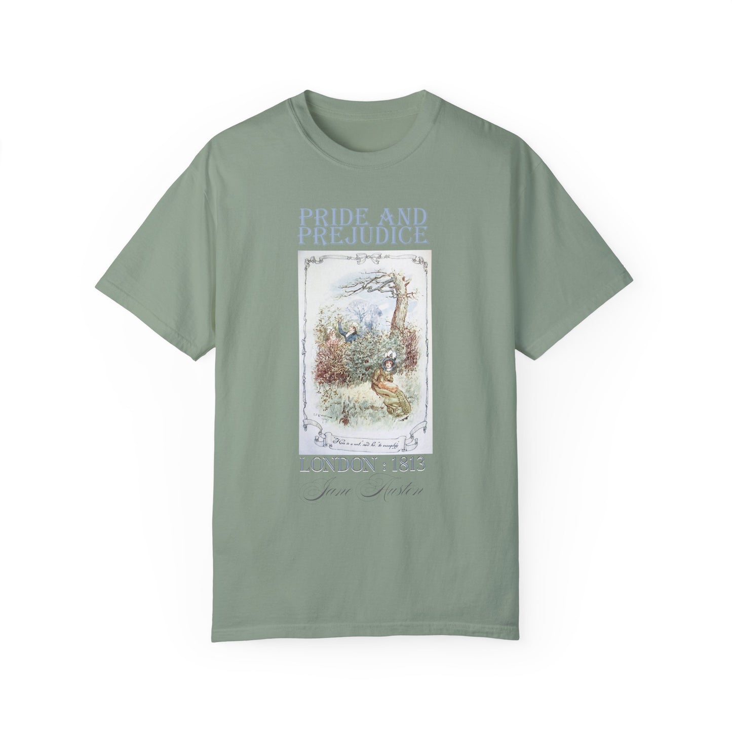 Jane Austen Comfort Colors TShirt, Pride & Prejudice Historical Romance, Bookish Literary Jane Austen Fan Art Gift for Her Bookclub Tee T-Shirt Printify Bay S