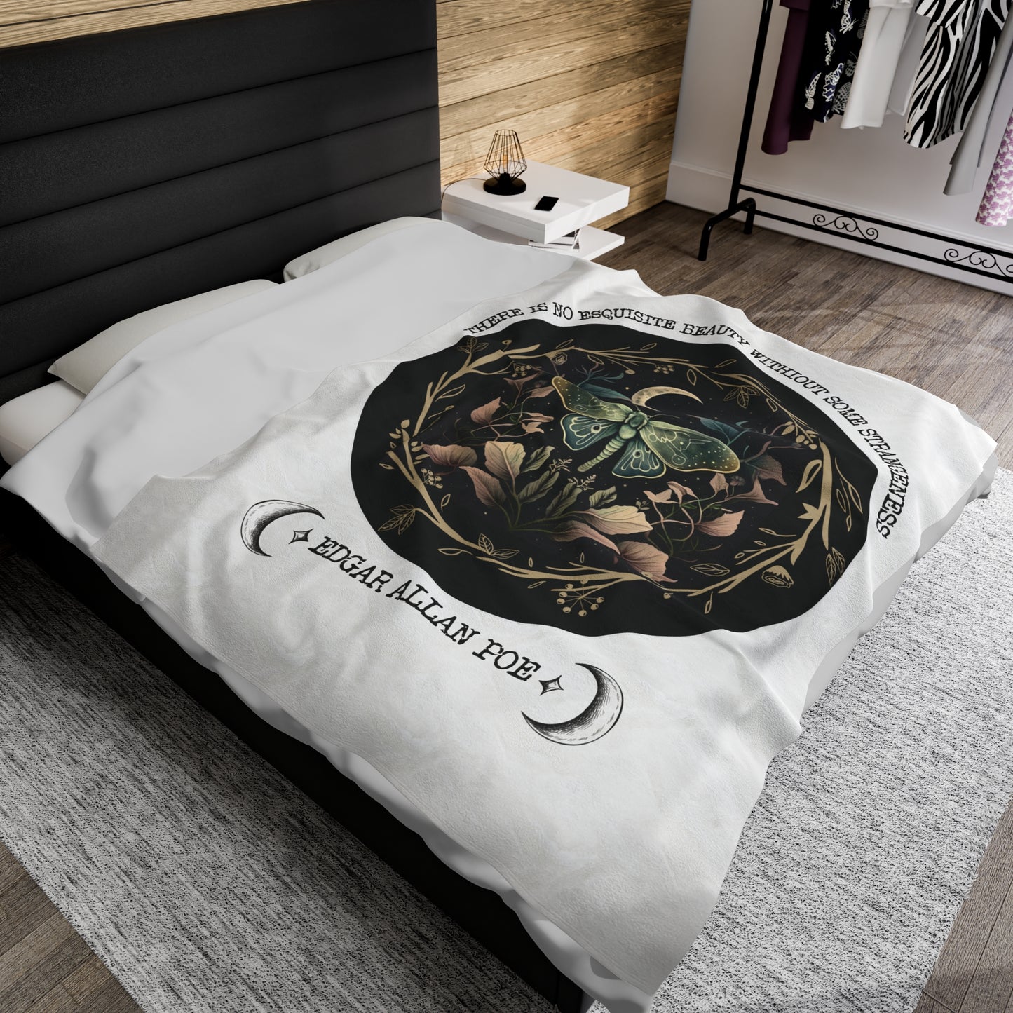 Edgar Allan Poe, Nevermore The Raven Throw Blanket, Book Lover Reading Blanket, Gothic, Light, Dark Academia, Horror Movie Watching Blanket All Over Prints Printify