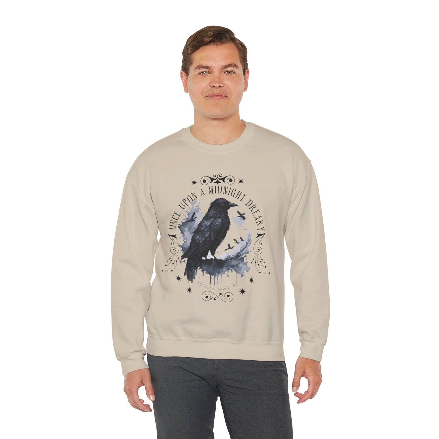 Edgar Allan Poe, The Raven Sweatshirt, Poet, Poetry Lover Sweater, Book Lover, Haunting Gothic Gift, Light, Dark Academia, Horror Movie Top Sweatshirt Printify